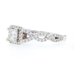 Valina Diamond Halo Ring White Gold, 14 Karat Princess Cut 1.15 Carat GIA
