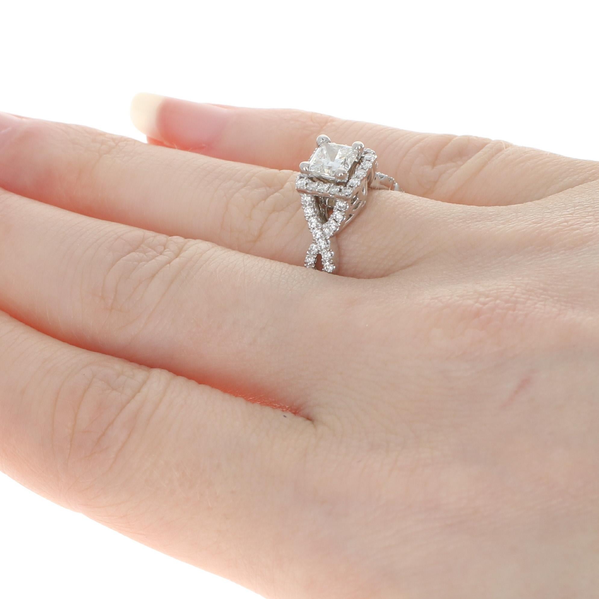 Valina Diamant-Halo-Ring Weißgold, 14 Karat Prinzessinnenschliff 1,15 Karat GIA im Zustand „Hervorragend“ im Angebot in Greensboro, NC