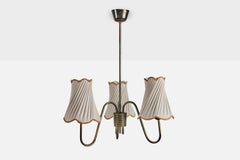 Valinte, Chandelier, Brass, Fabric, Finland, 1950s