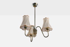 Valinte, Chandelier, Brass, Fabric, Finland, 1950s