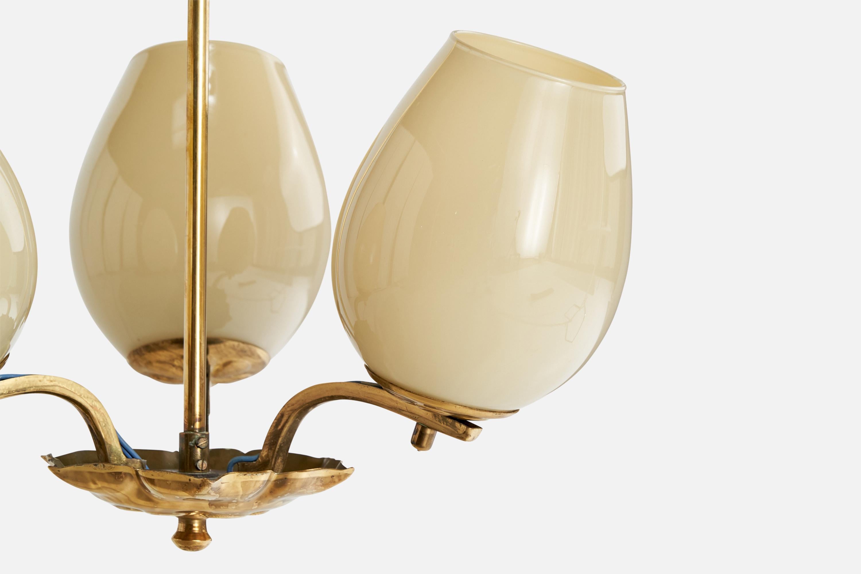Valinte, Kronleuchter, Messing, Glas, Finnland, 1950er Jahre (Mitte des 20. Jahrhunderts) im Angebot