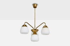 Valinte OY, Chandelier, Brass, Glass, Finland, 1950s