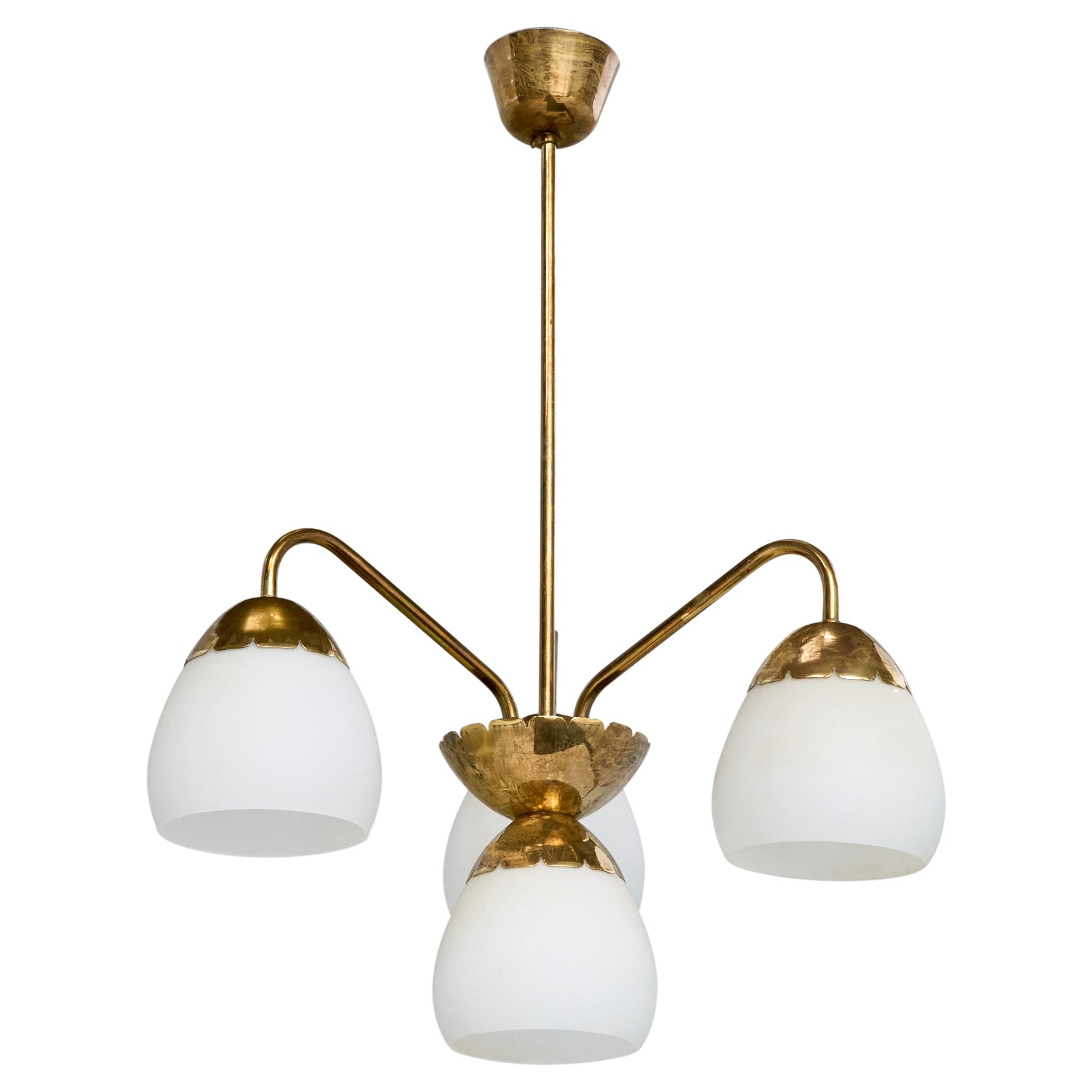 Valinte Oy, lampadario, ottone, vetro, Finlandia, anni '50