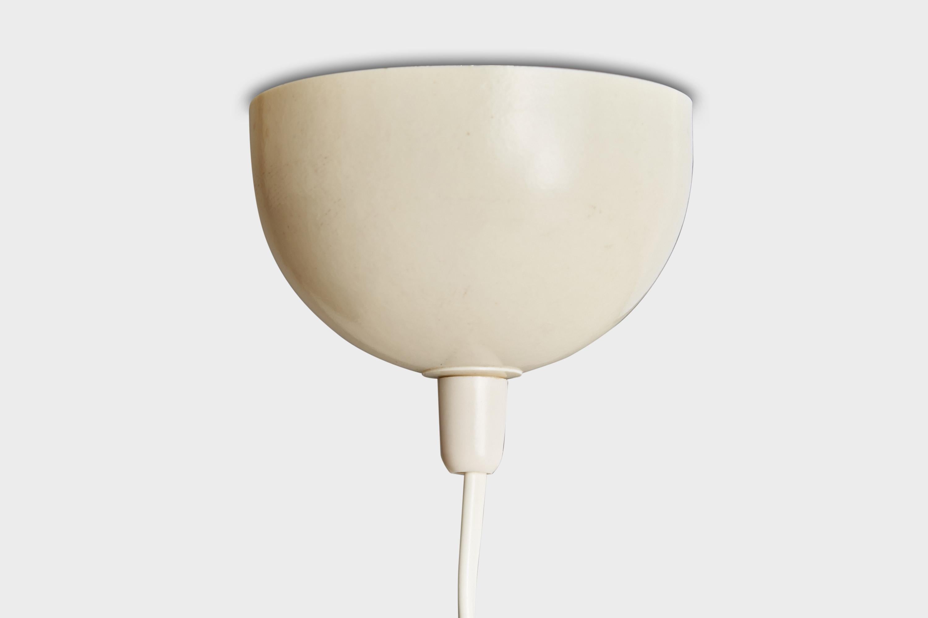 Scandinavian Modern Valinte Oy, Pendant Light, Brass, Glass, Metal, Finland, 1950s For Sale