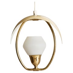 Valinte Oy, Pendant Light, Brass, Glass, Metal, Finland, 1950s