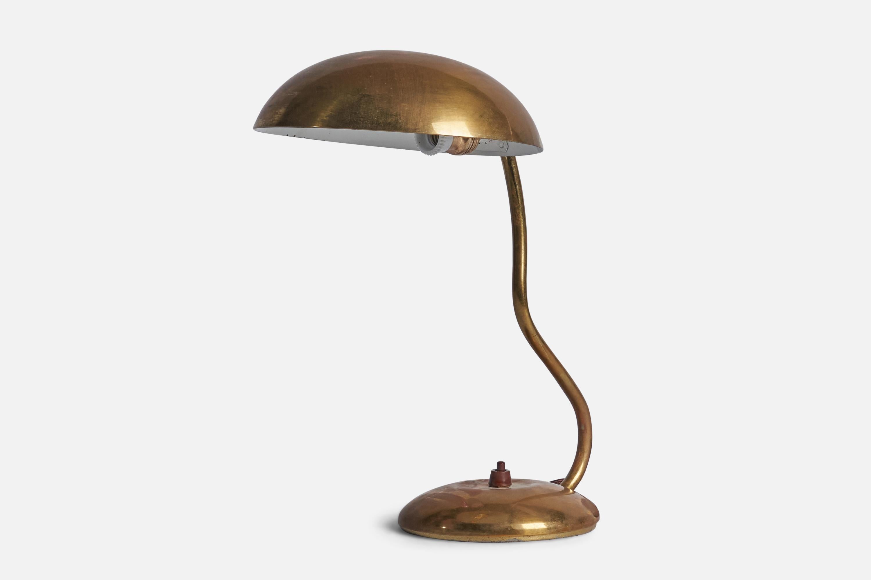 Scandinavian Modern Valinte Oy, Table Lamp, Brass, Finland, 1940s For Sale
