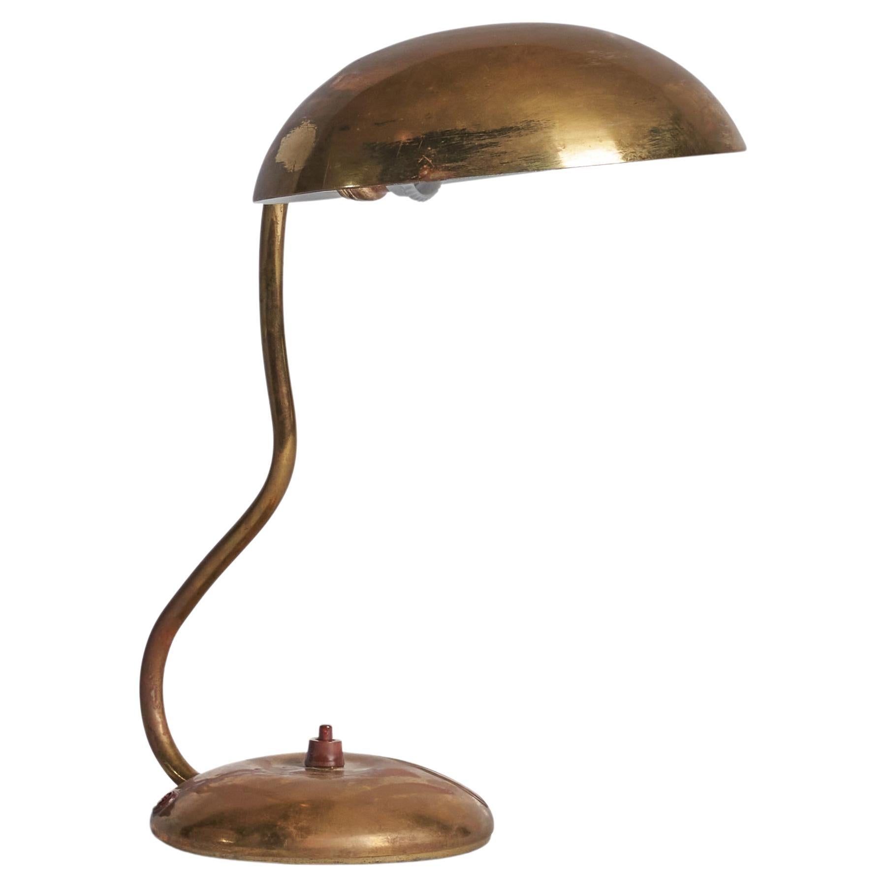 Valinte Oy, Table Lamp, Brass, Finland, 1940s For Sale