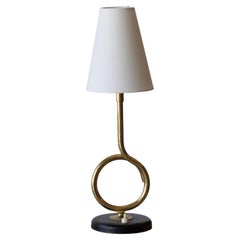 Valinte Oy, Table Lamp, Brass, Lacquered Metal, Fabric, Finland, 1960s