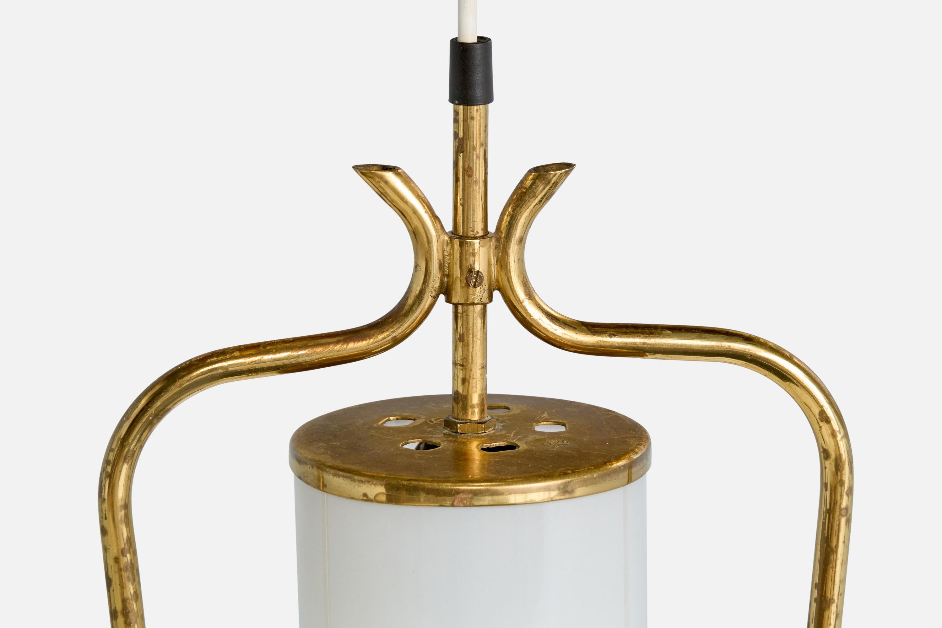 Valinte, Pendant Light, Brass, Glass, Finland, 1950s For Sale 1
