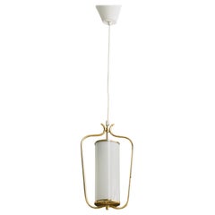 Valinte, Pendant Light, Brass, Glass, Finland, 1950s