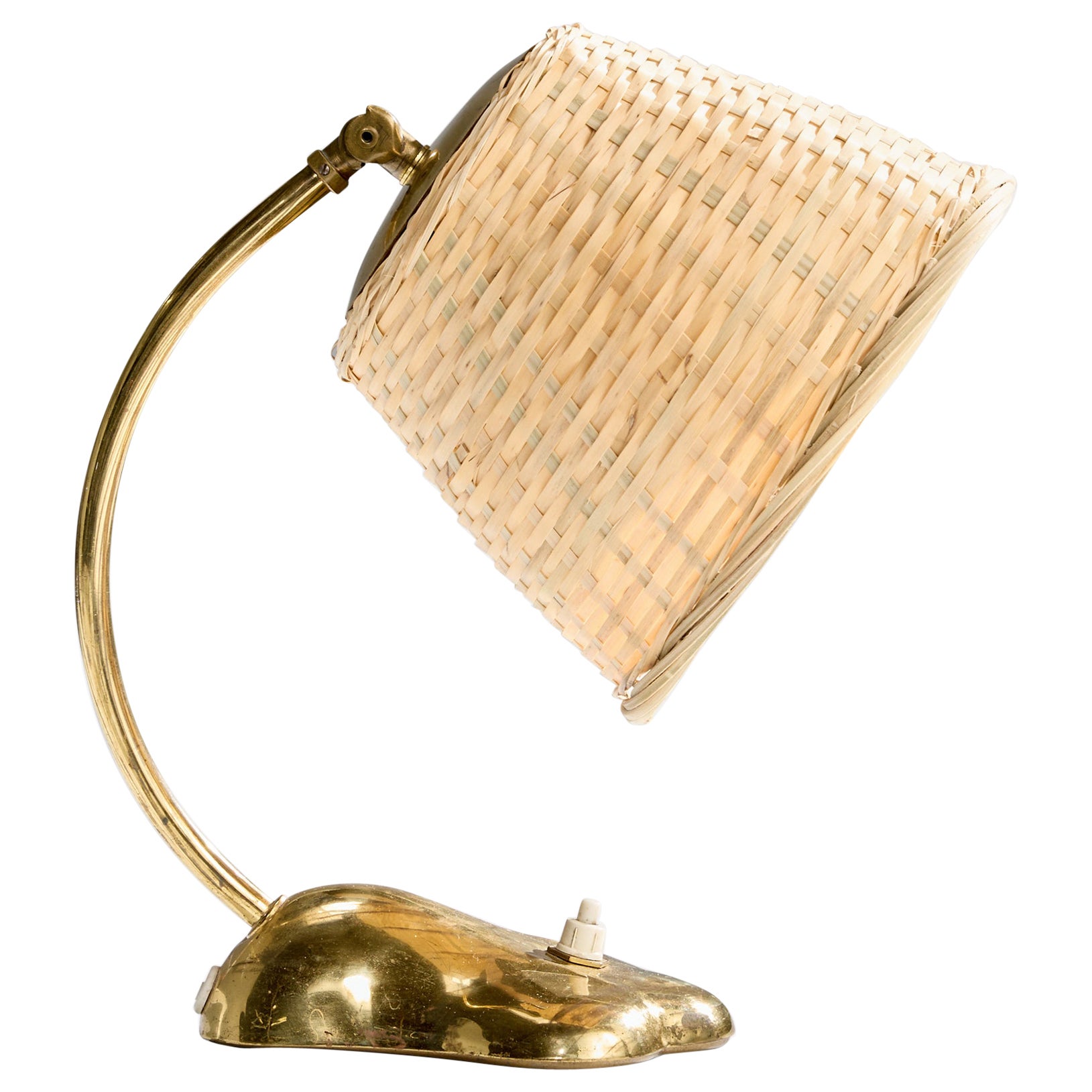 Valinte, lampe de table, laiton, rotin, Finlande, années 1950