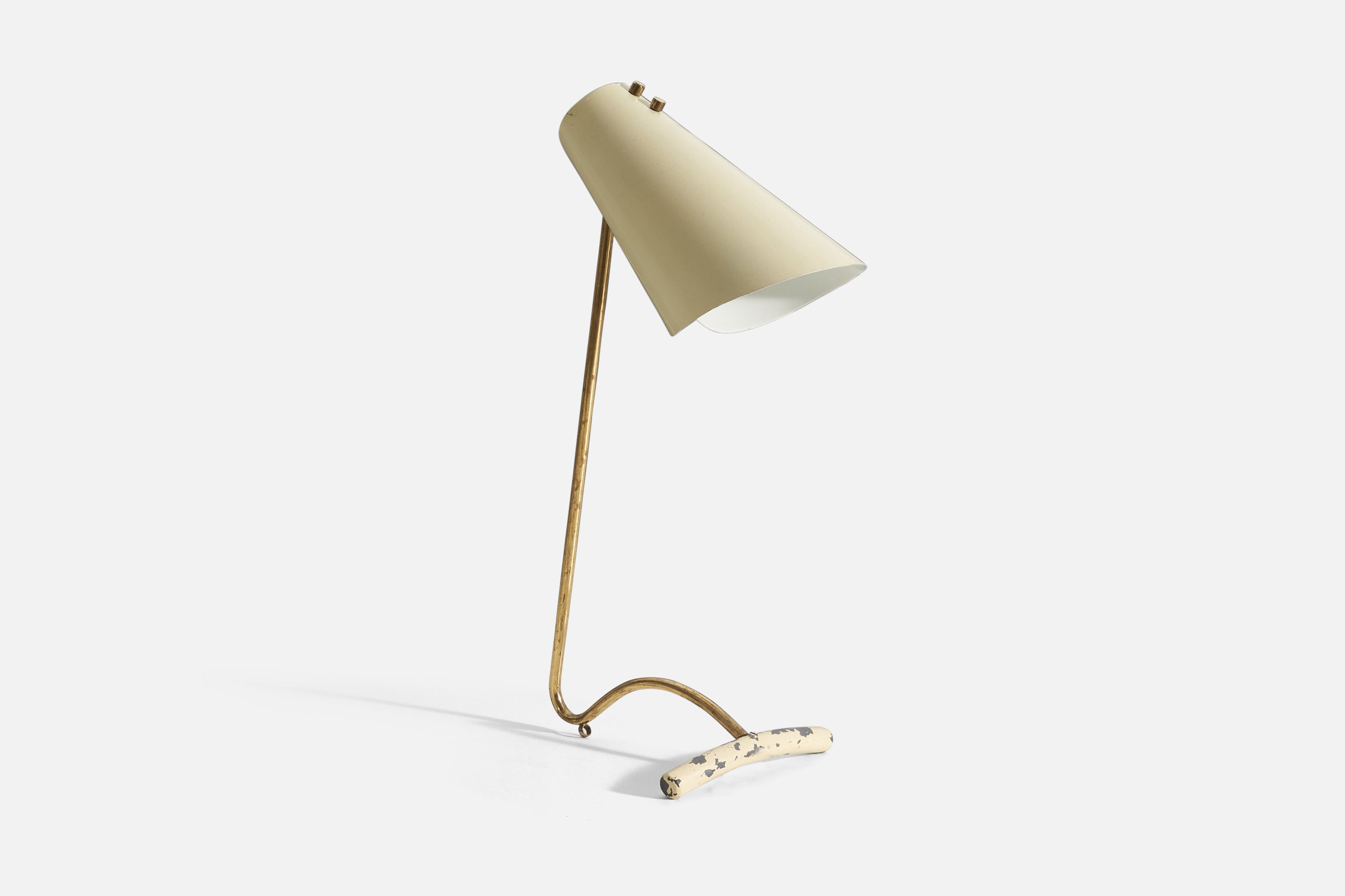 Valinte, Table Lamp for Paimio Sanatorium, Brass, Tin, Cast Iron, Finland, 1950s For Sale