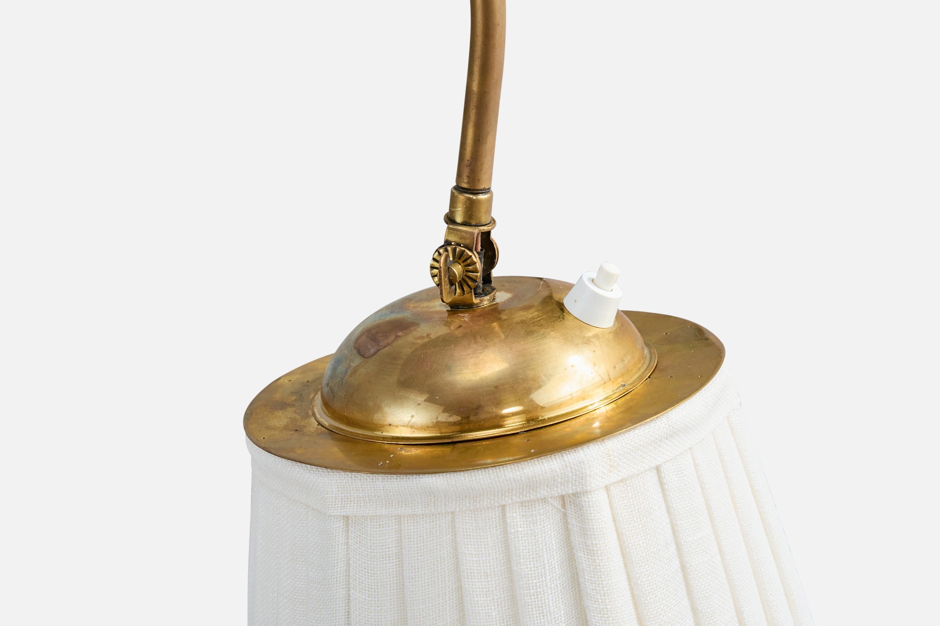Valinte, Wall Light, Brass, Fabric, Finland, 1950s For Sale 4