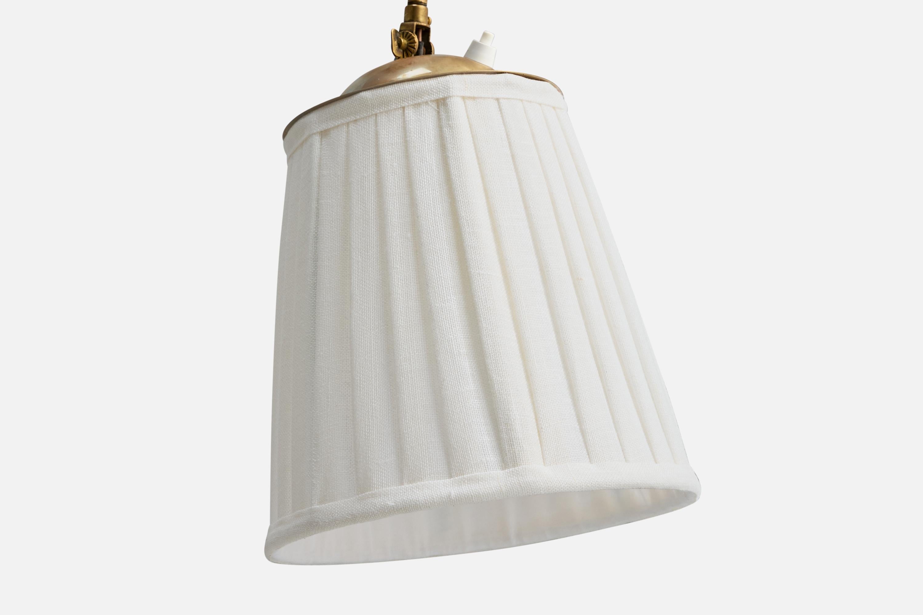 Valinte, Wall Light, Brass, Fabric, Finland, 1950s For Sale 5