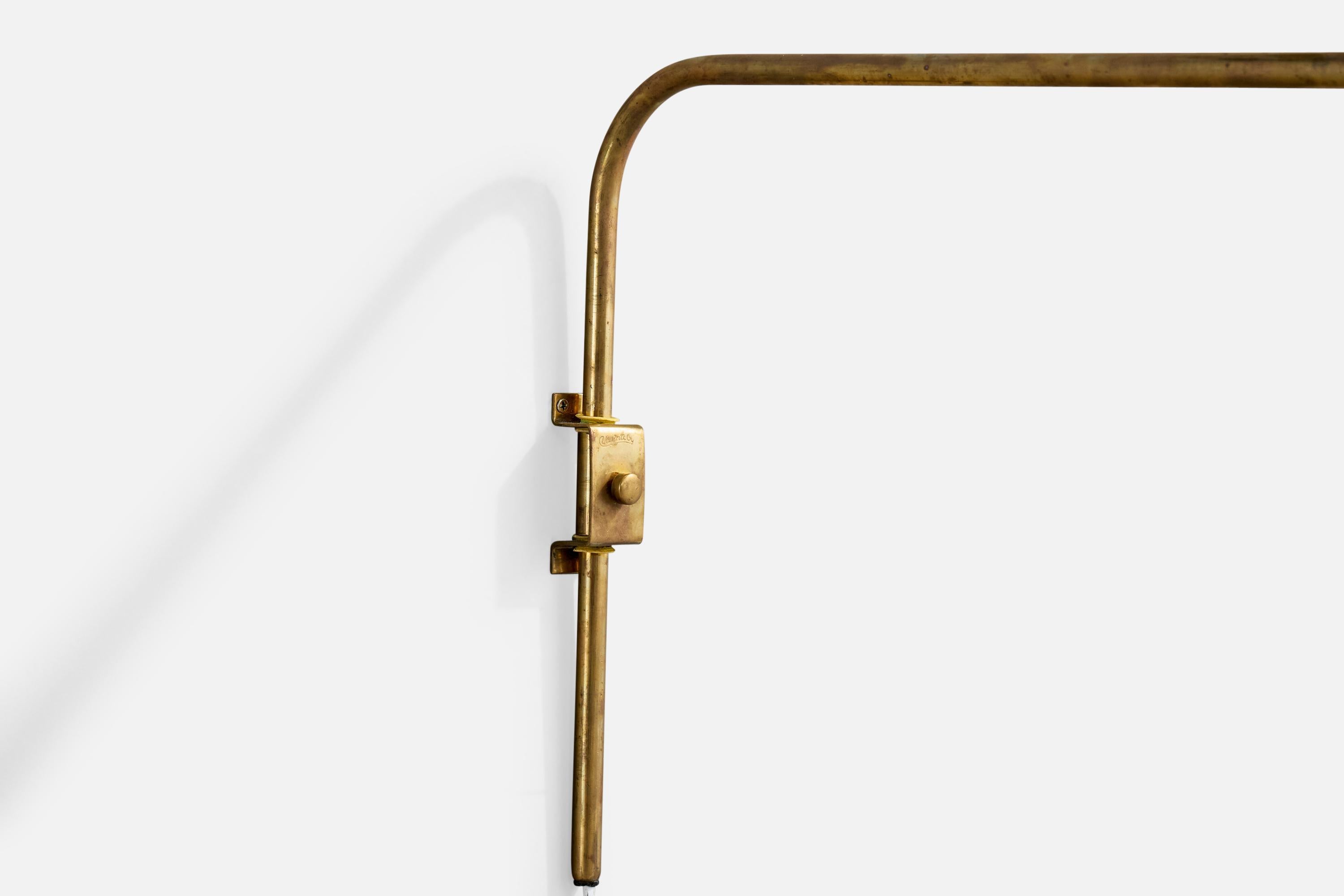 Mid-20th Century Valinte, Wall Light, Brass, Fabric, Finland, 1950s For Sale