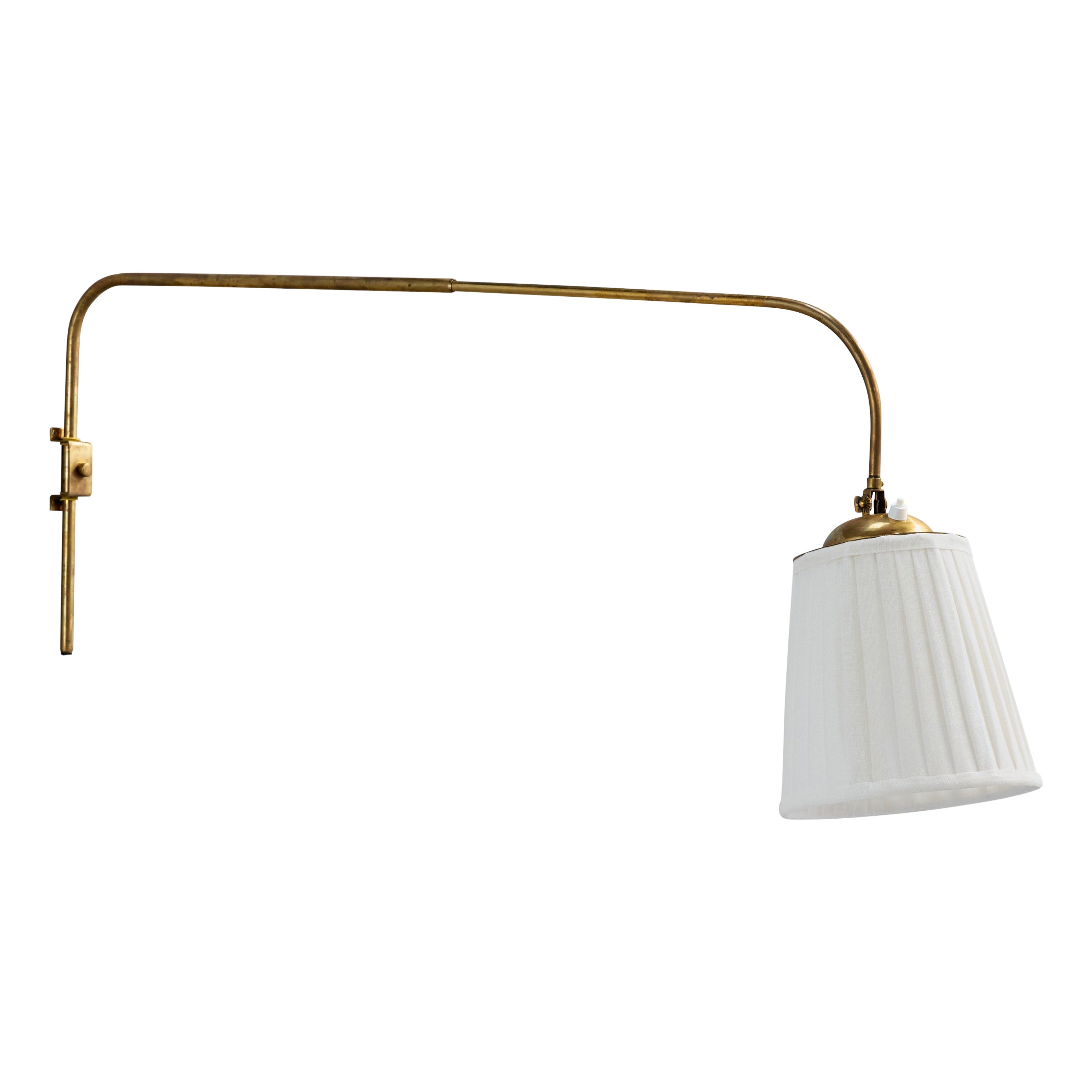 Valinte, Wall Light, Brass, Fabric, Finland, 1950s For Sale