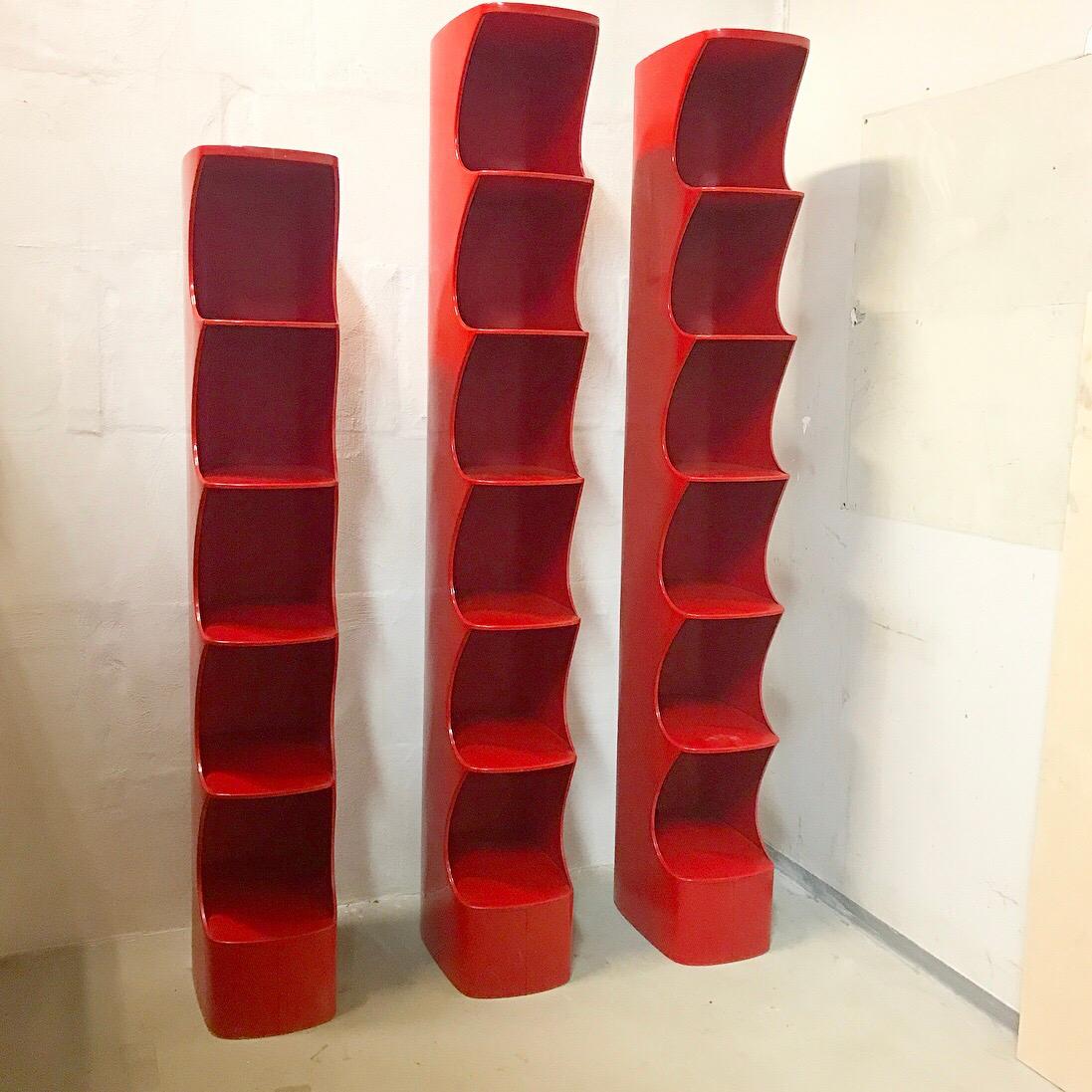 French Valirie Dubrocinskis Set of Three Space Age Bookcases by Rodier, France 1970
