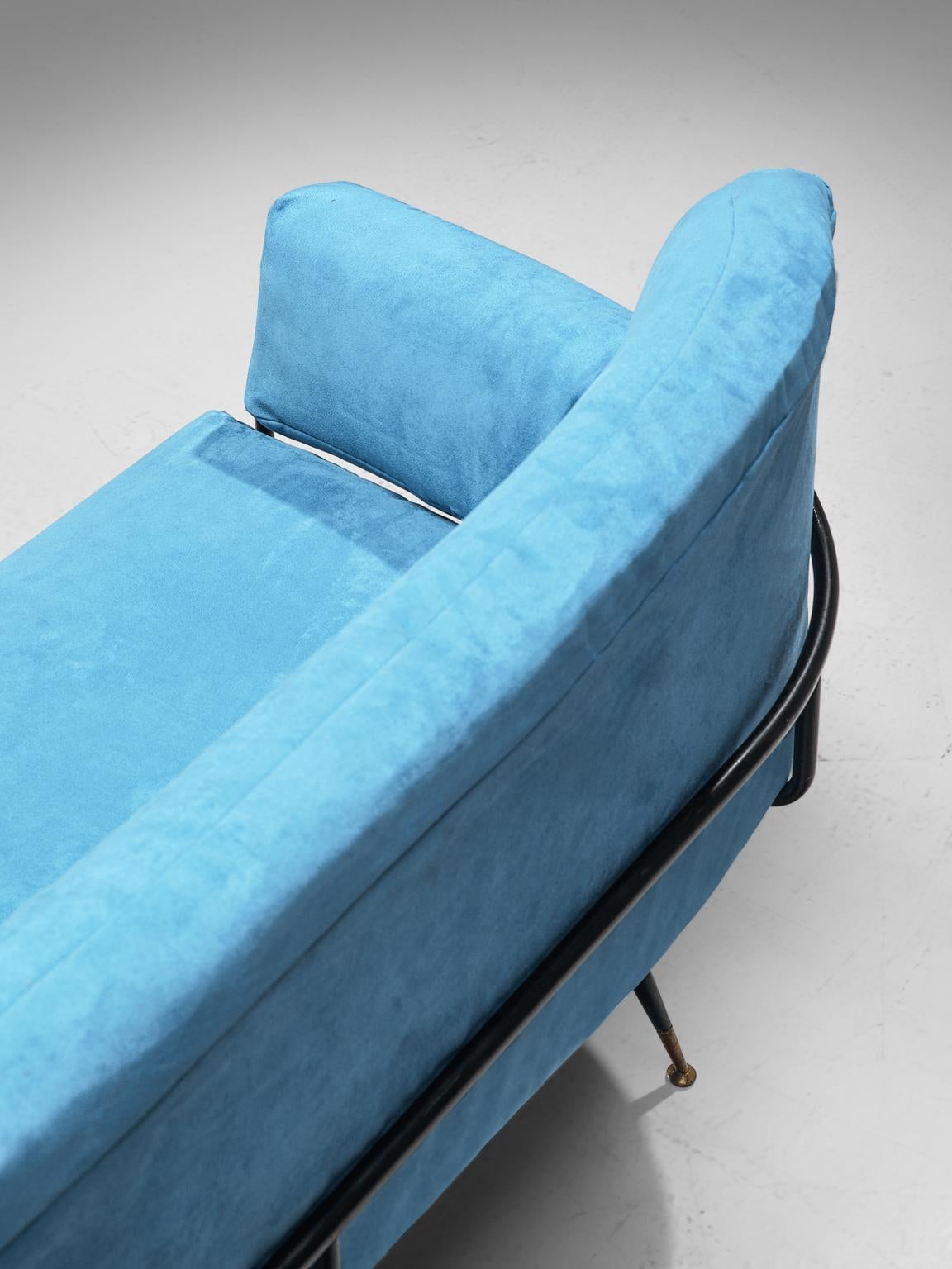 Valla Rito Sofa with Metal Frame in Azure Blue Upholstery 1