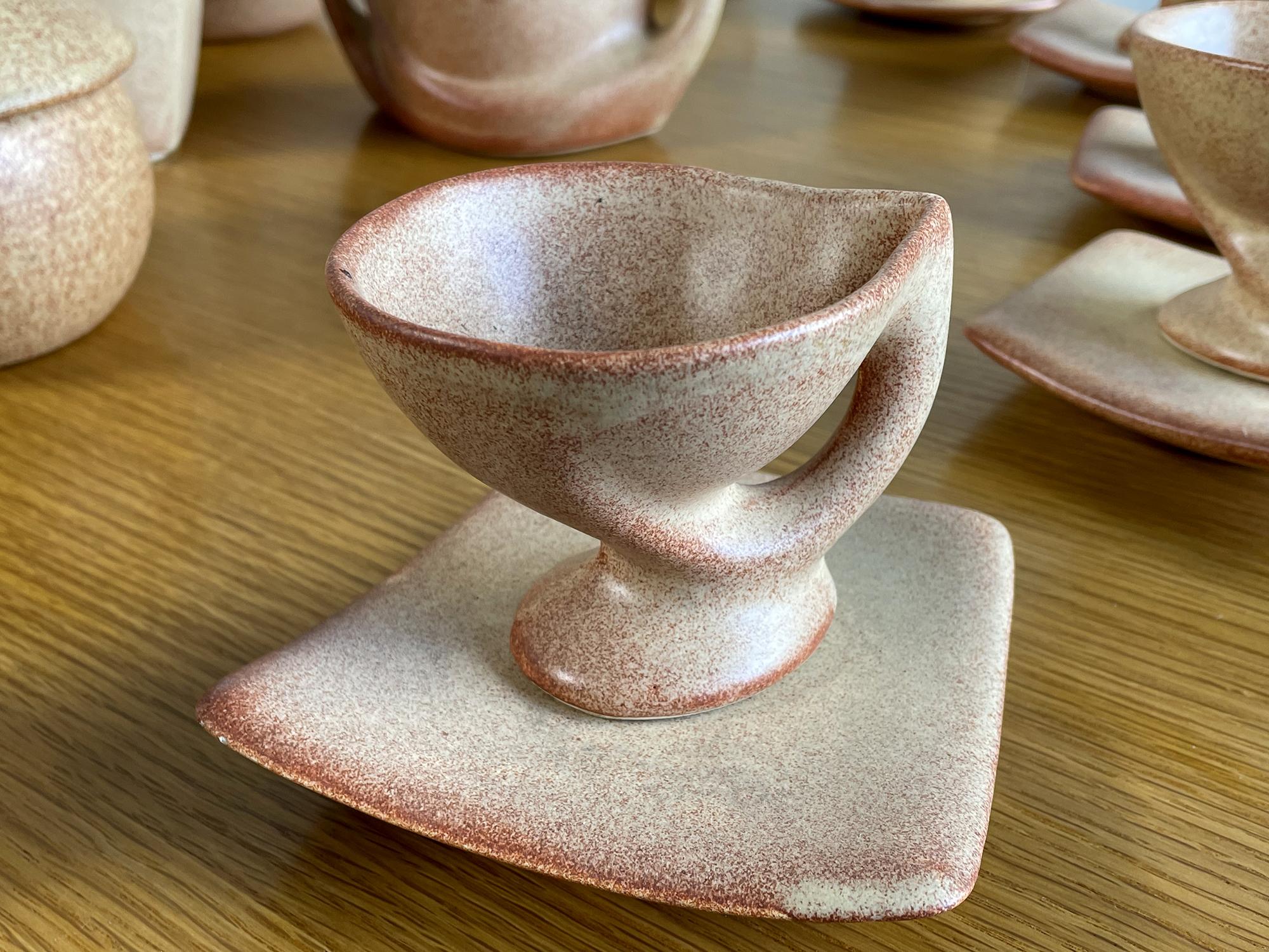 Vallauris, servicio de café de 17 piezas, Francia 1960 Moderno de mediados de siglo en venta