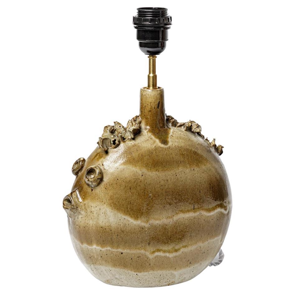 Vallauris: Keramik-Tischlampe mit Fischskulptur von Alexandre Kostanda, 1950 