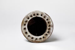 Espejo de pared de cerámica perforada de diseño del siglo XX Vallauris circa 1970