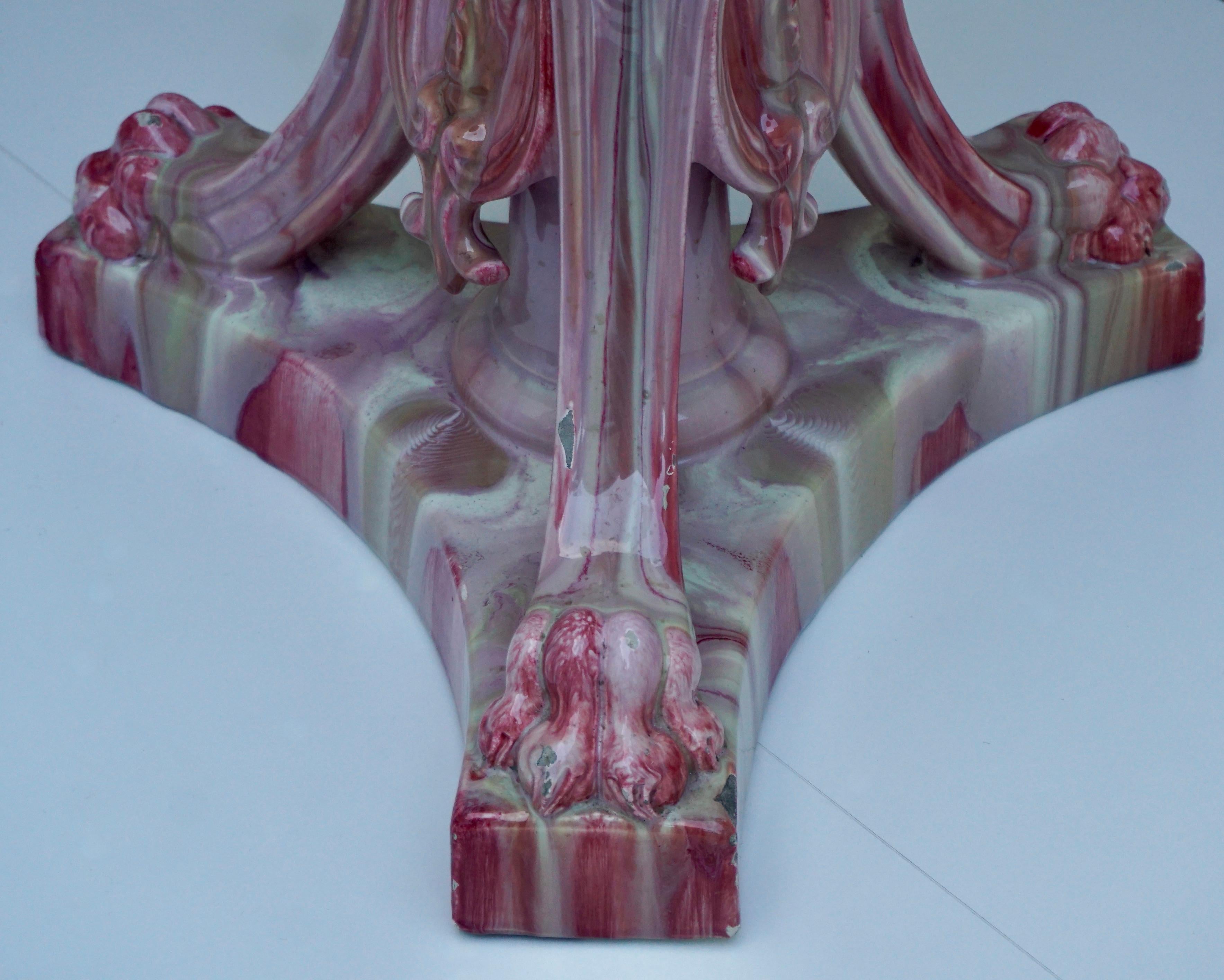 Vallauris Art Nouveau Majolica Column Pedestal Planter Jerome Massier  For Sale 11