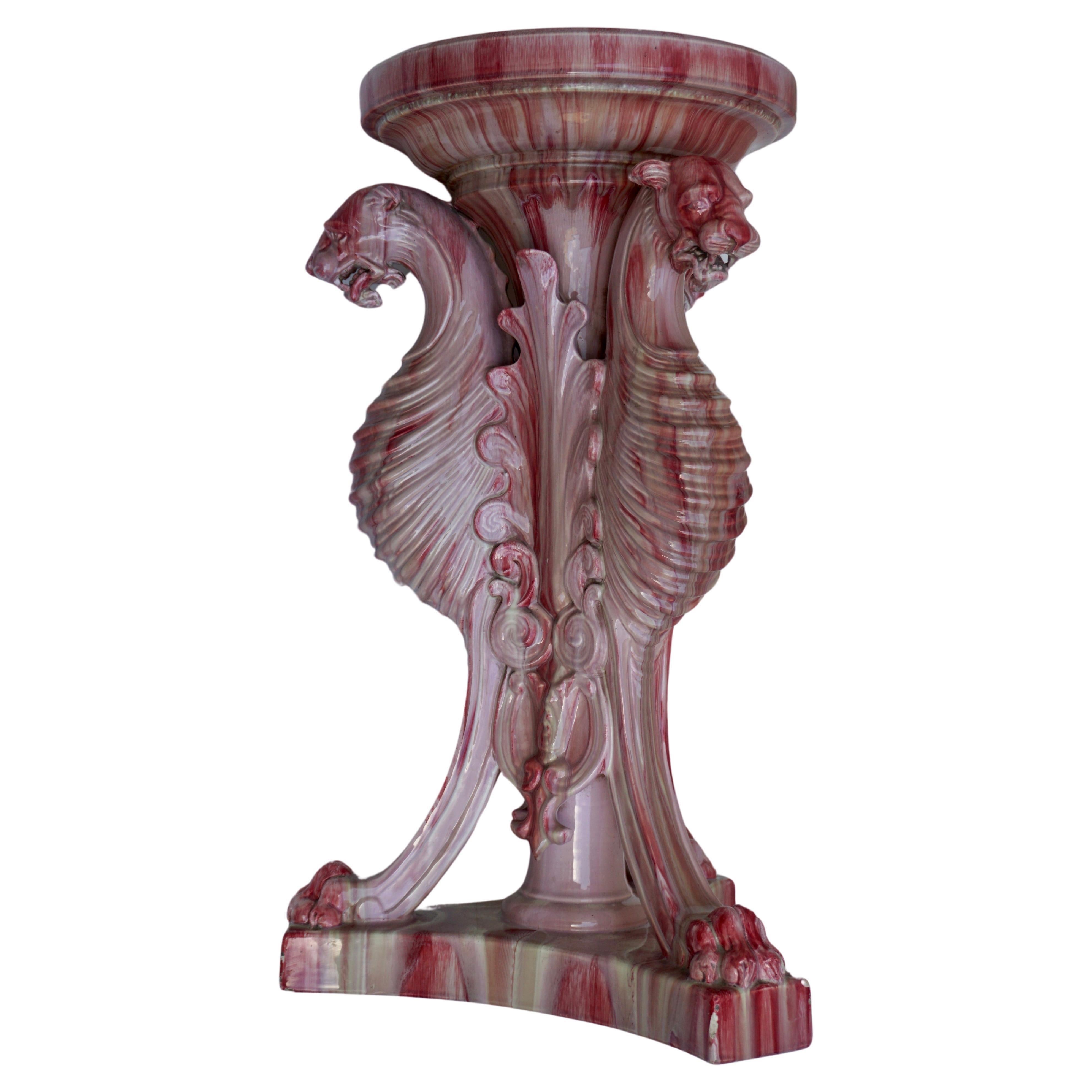 Vallauris Art Nouveau majolica column in the style of Jérôme Massier: circa 1900.

Weight 20 kg.