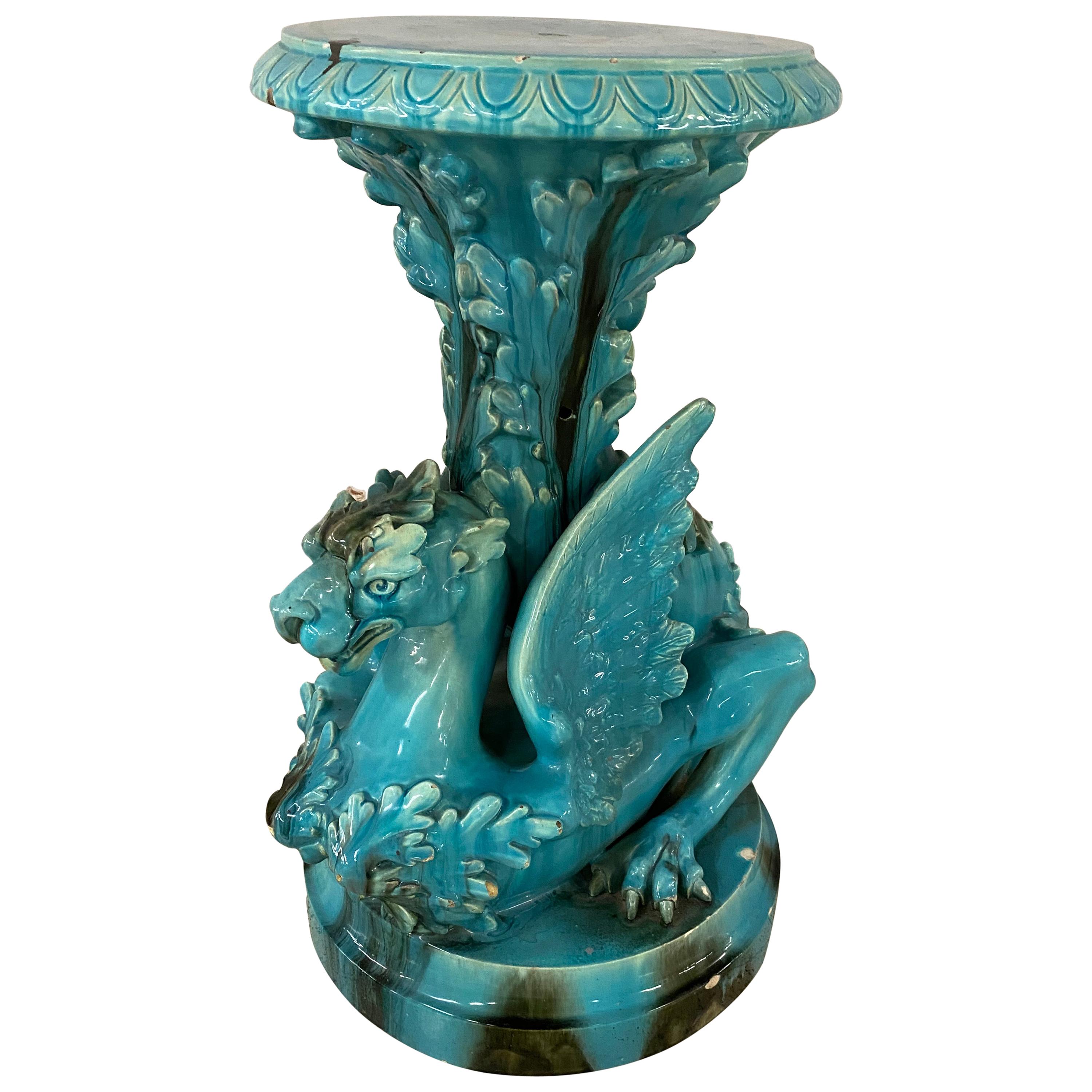 Vallauris, Art Nouveau Pedestal in Ceramic, circa 1900