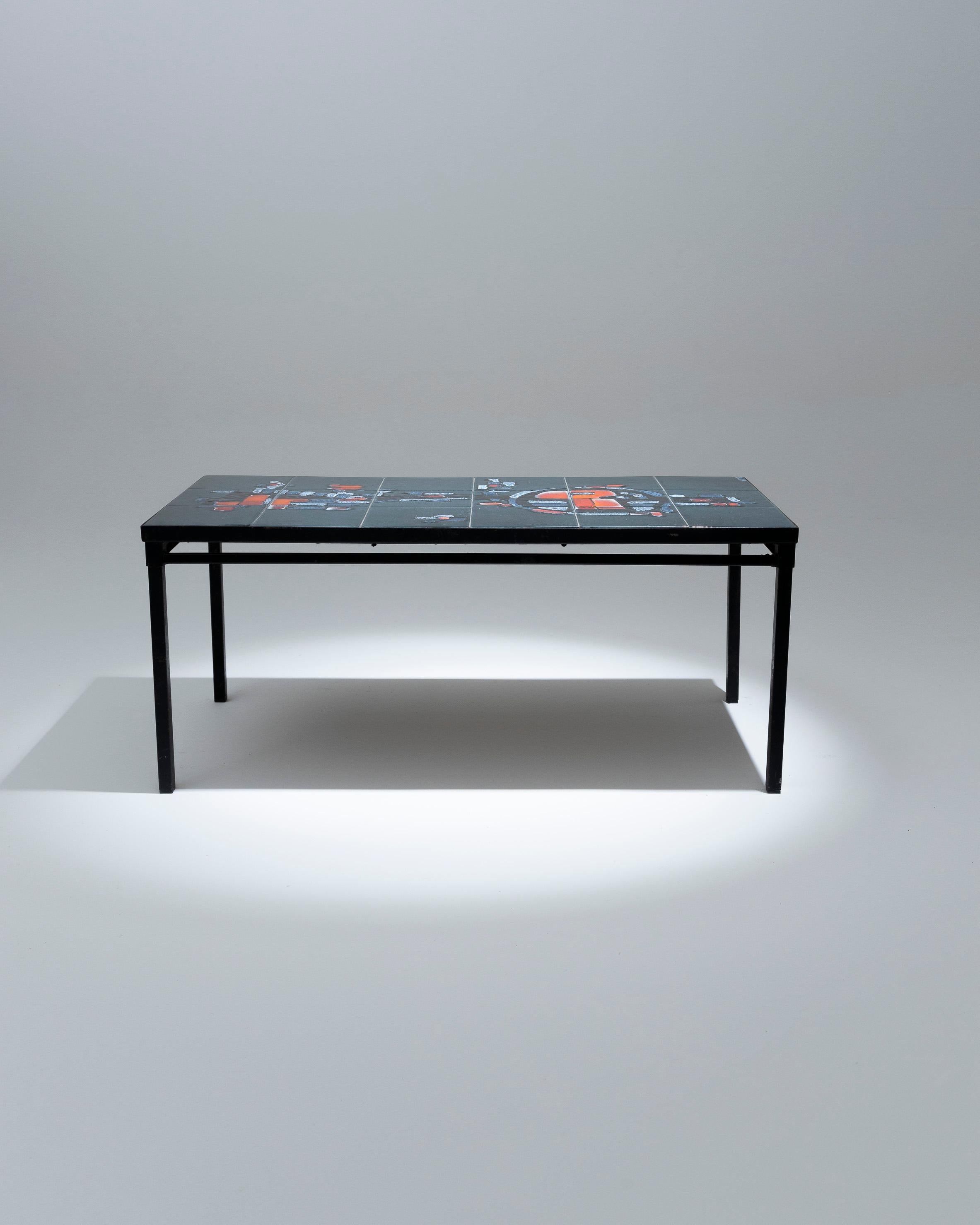Metal Vallauris Belarti ceramic coffee table