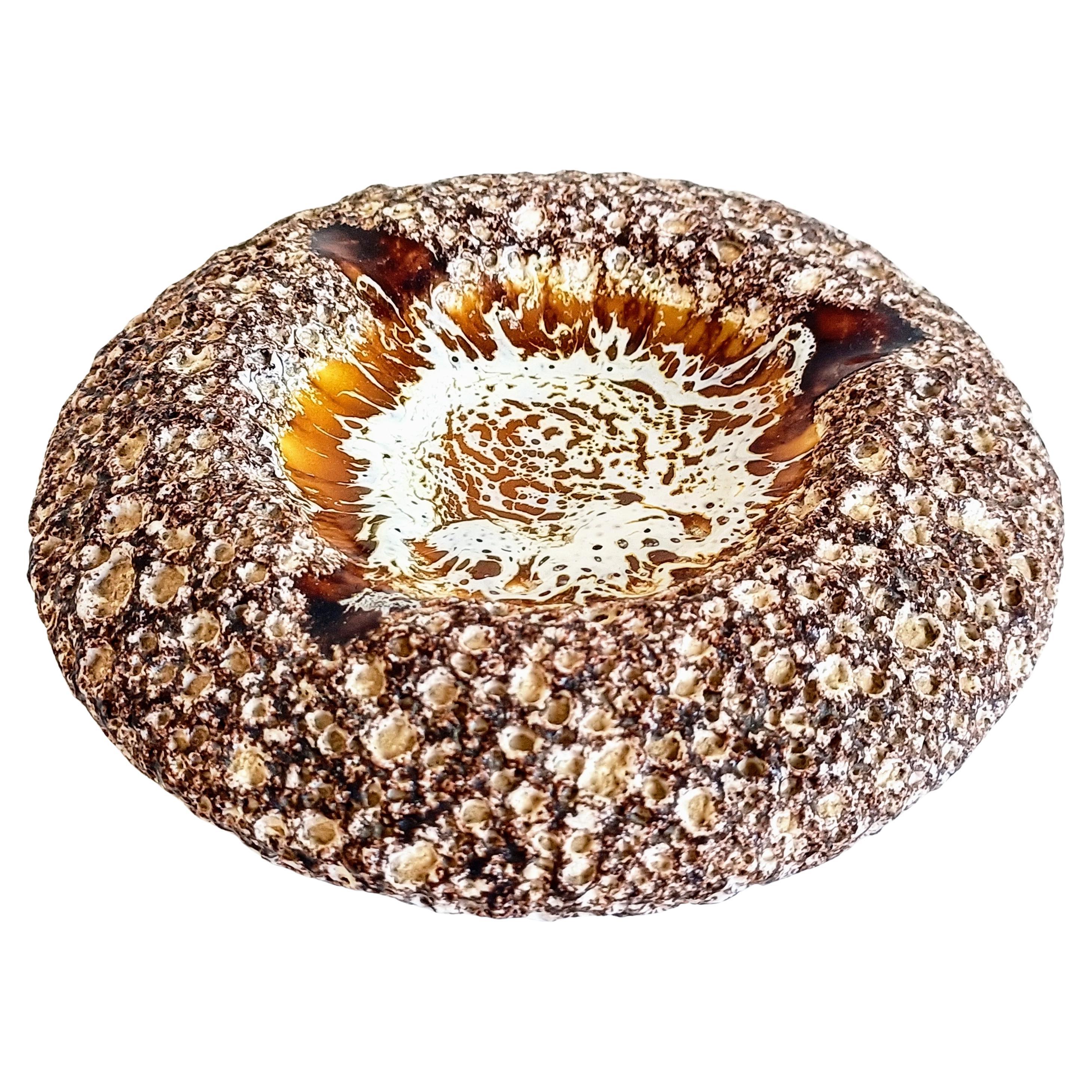 Vallauris Biomorphic Volcanic Glazed Ceramic Ashtray or Catch-Al, France, 1950s