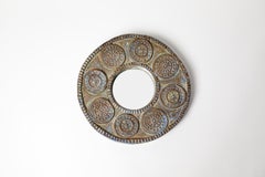 Vallauris azul y gris espejo de cerámica de pared de diseño del siglo XX circa 1950