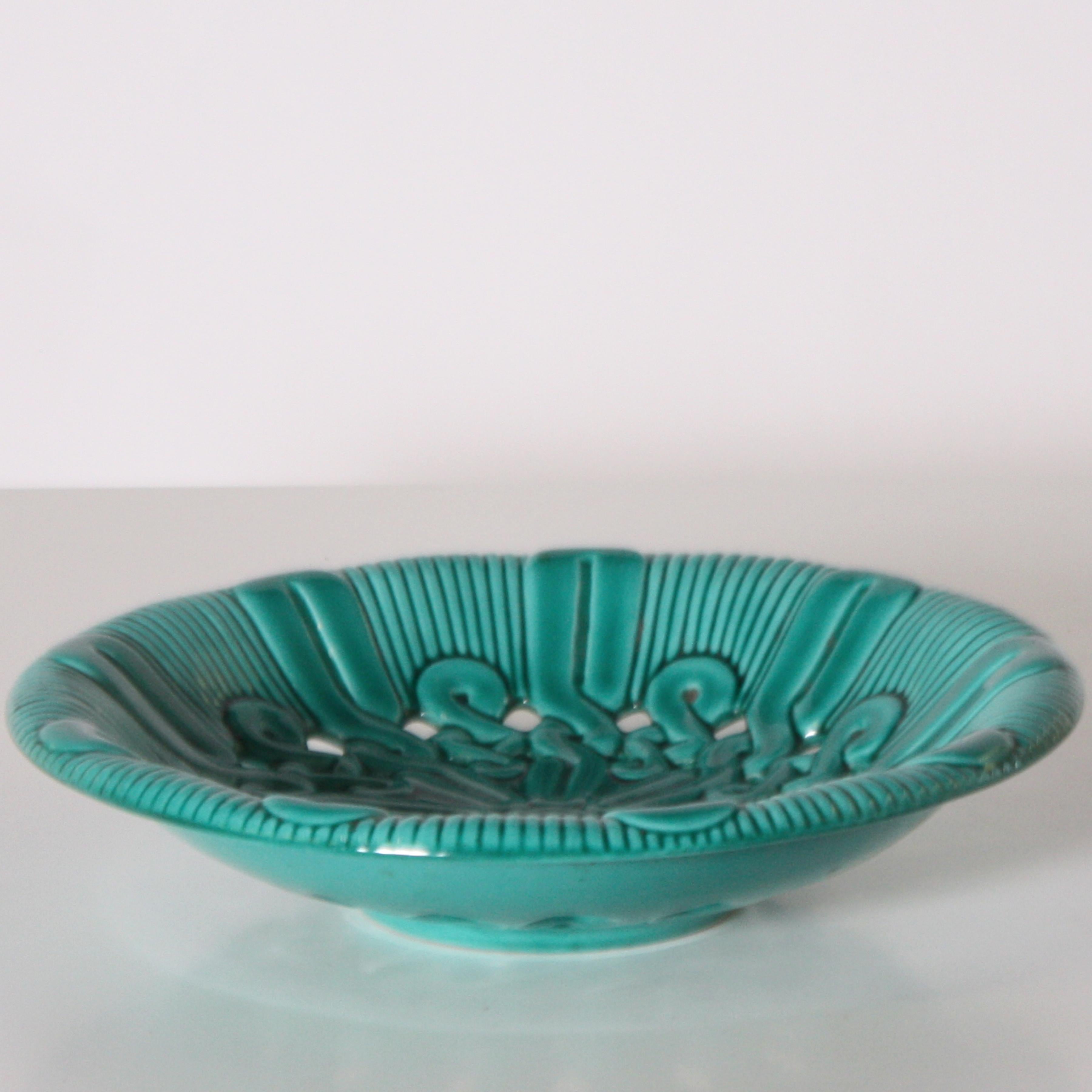 Vallauris blue ceramic bowl, circa 1950.