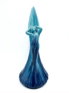 Vallauris Blue Ceramic Pitcher from the 1950s