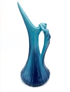 Brocca in ceramica blu Vallauris AM degli anni '50