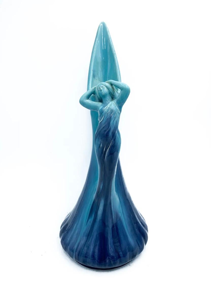 Art Nouveau Brocca in ceramica blu Vallauris AM degli anni '50 in vendita