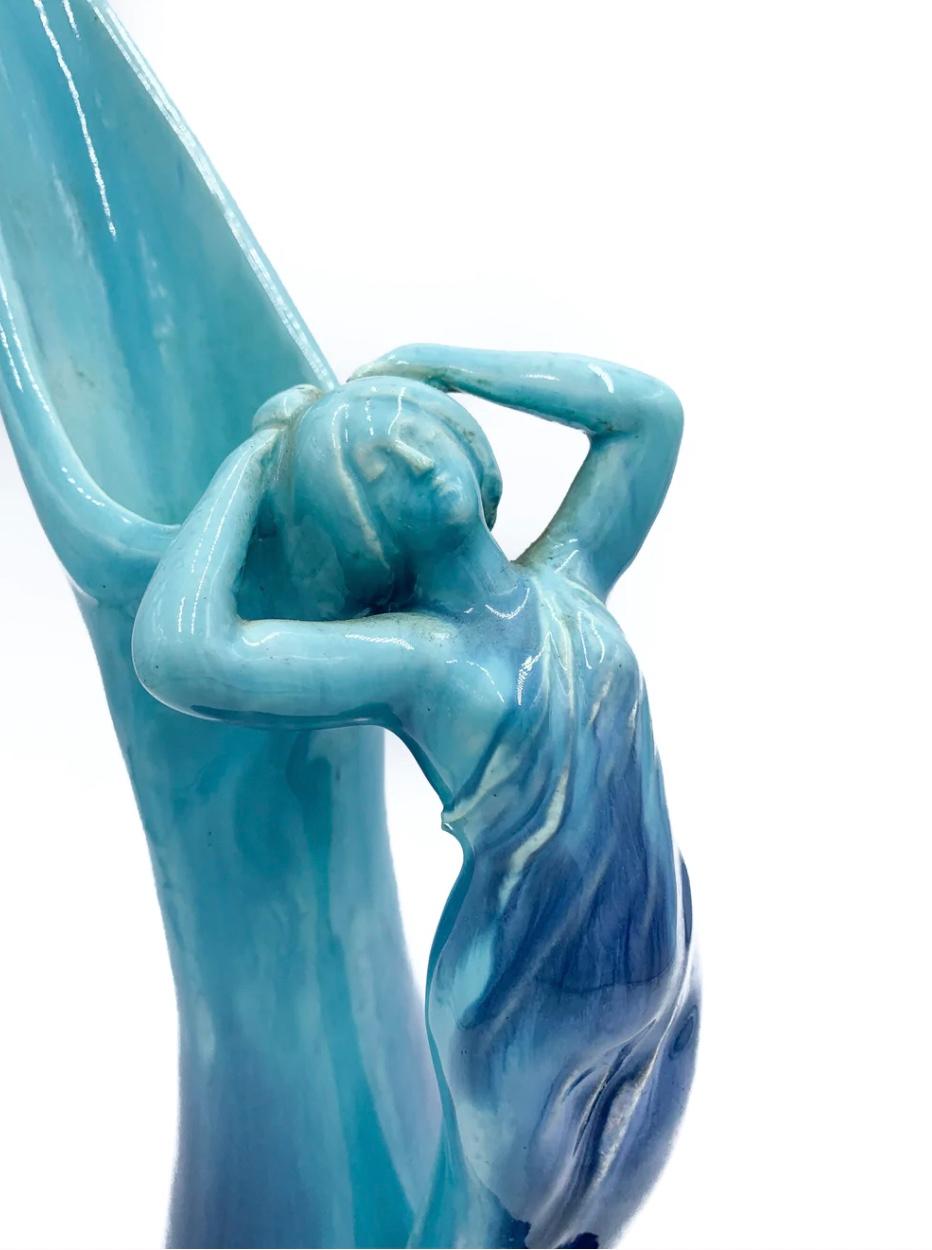 Français Pichet en céramique bleue de Vallauris des années 1950 en vente