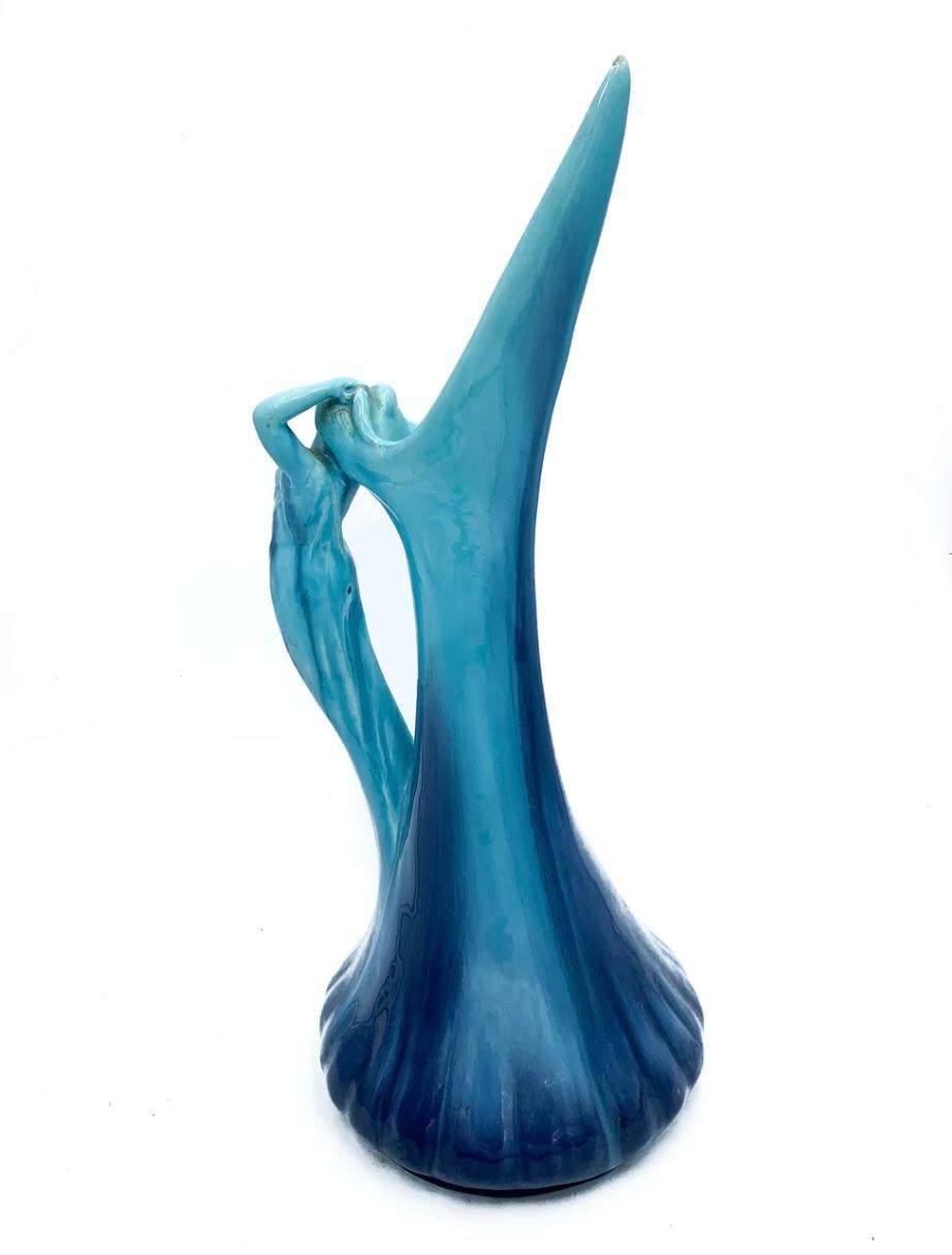Vallauris Blue Ceramic Pitcher from the 1950s In Good Condition For Sale In Milano, MI