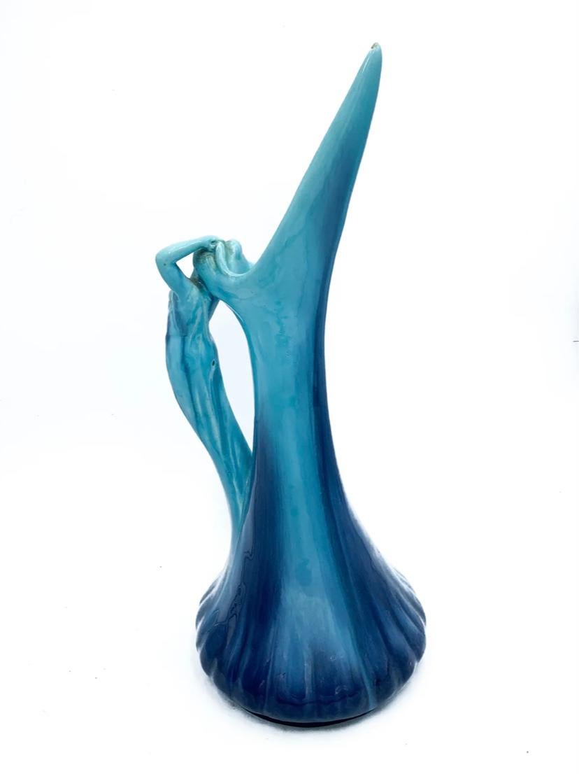 Metà XX secolo Brocca in ceramica blu Vallauris AM degli anni '50 in vendita