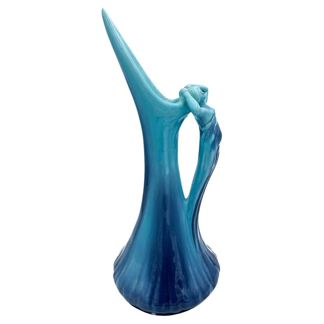 Brocca in ceramica blu Vallauris AM degli anni '50 in vendita