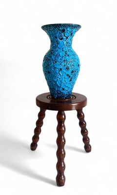 Blaue Keramikvase Vallauris von Charles Cart ¨Emaux des Glaciers¨, Frankreich, 1960er Jahre