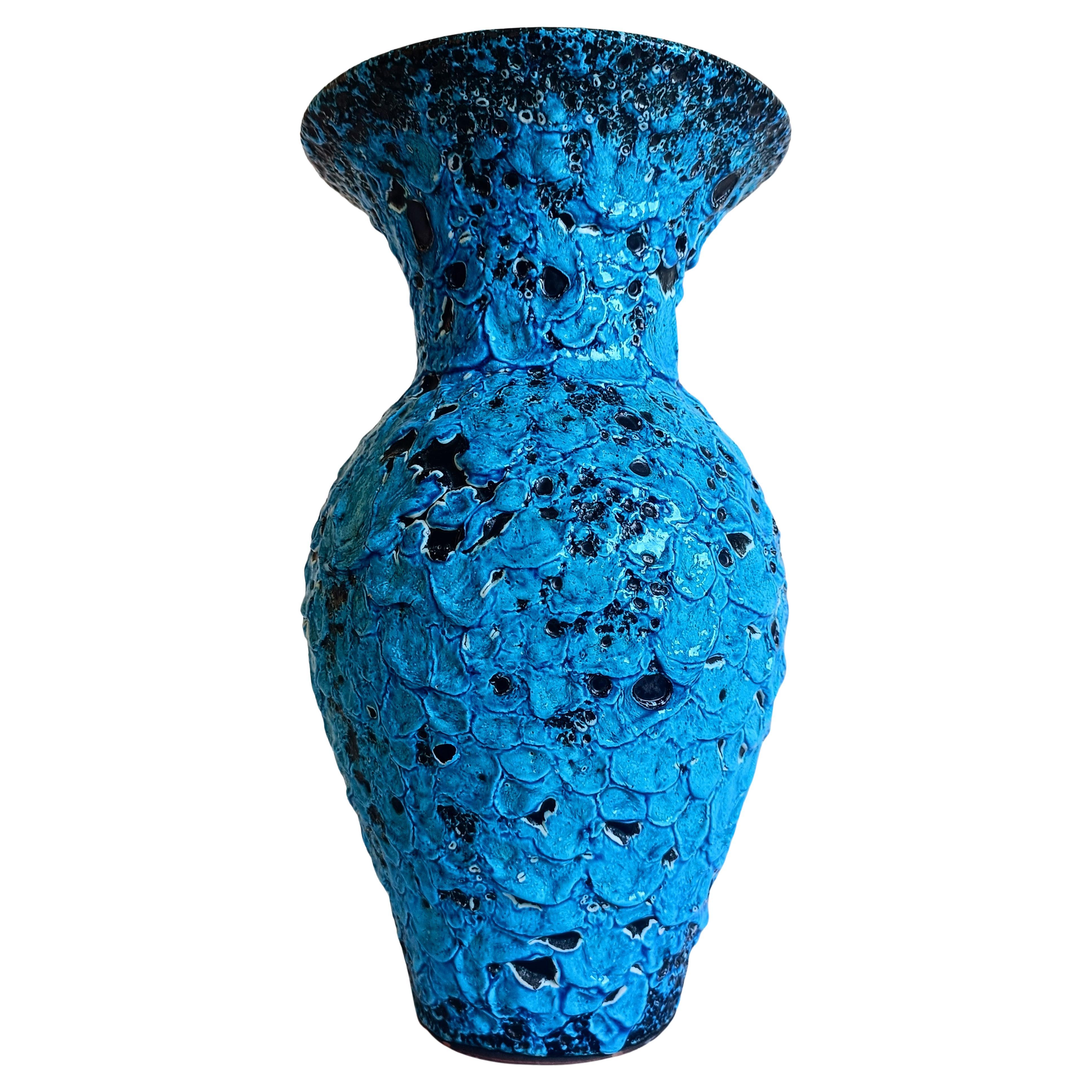 Vase en céramique bleue Vallauris par Charles Cart ¨Emaux des Glaciers¨, France, années 1960 en vente