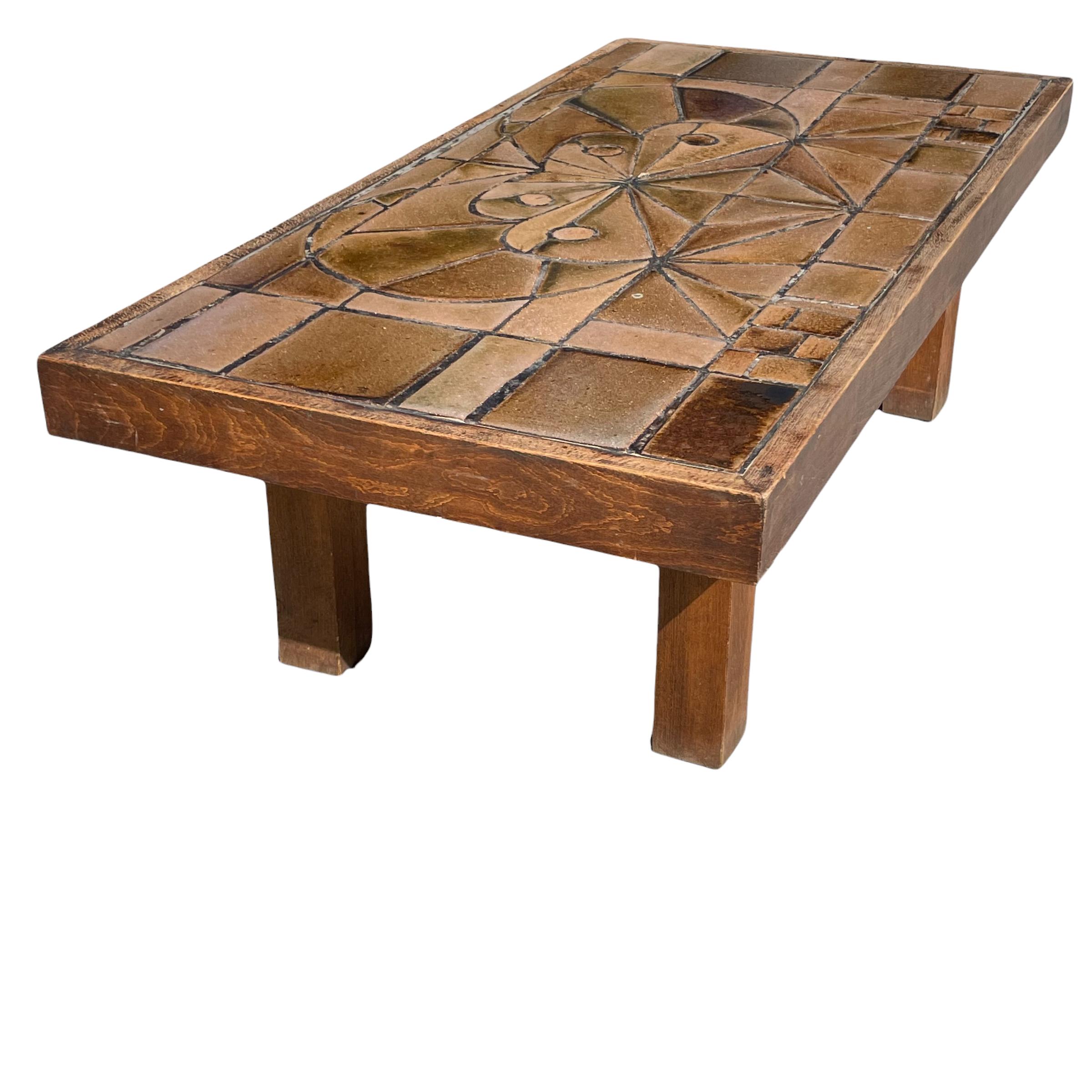 French Vallauris Ceramic Coffee Table For Sale