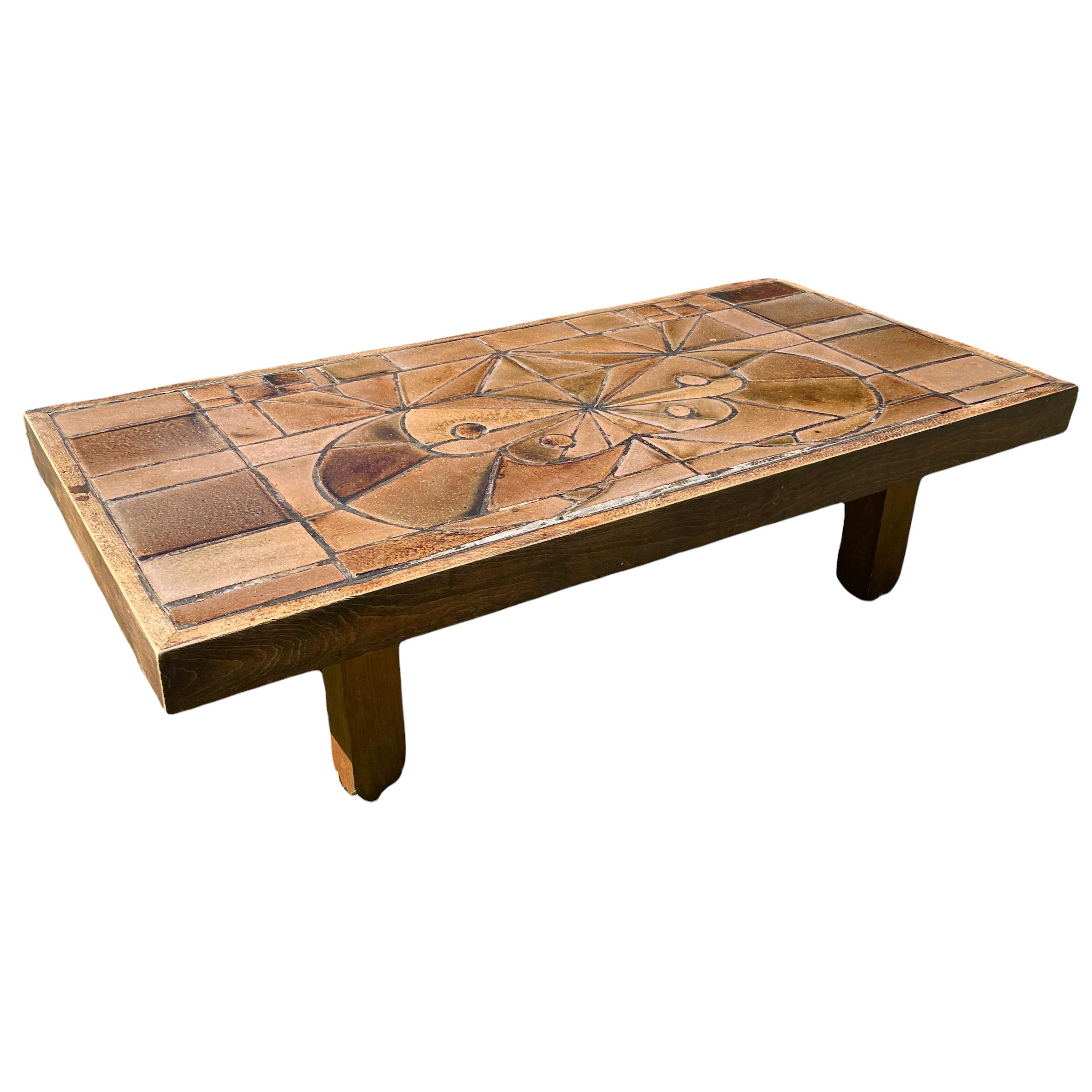 Vallauris Ceramic Coffee Table In Good Condition For Sale In palm beach, FL