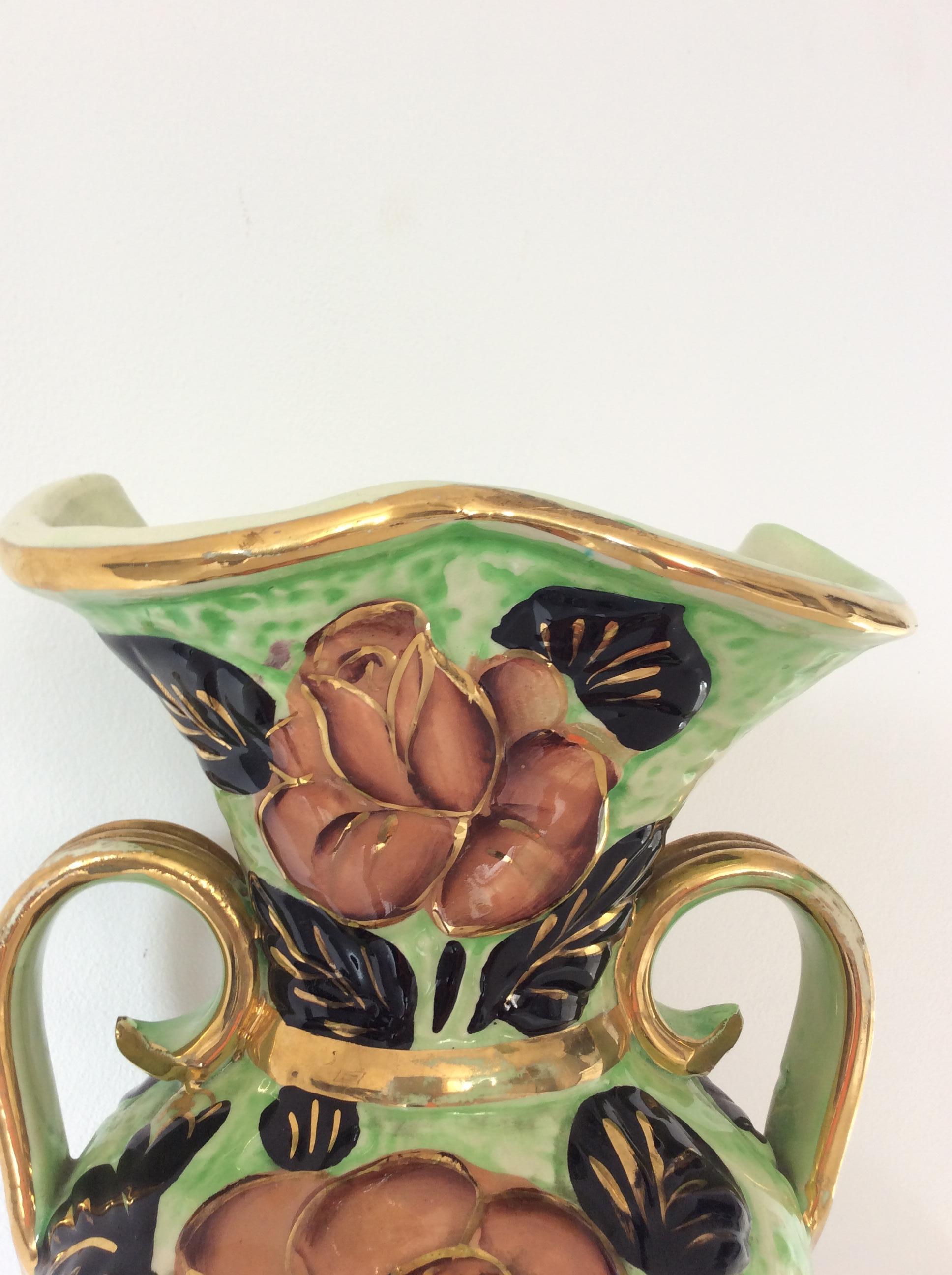 French Hand-Painted Ceramic Flower Vase from Vallauris France For Sale