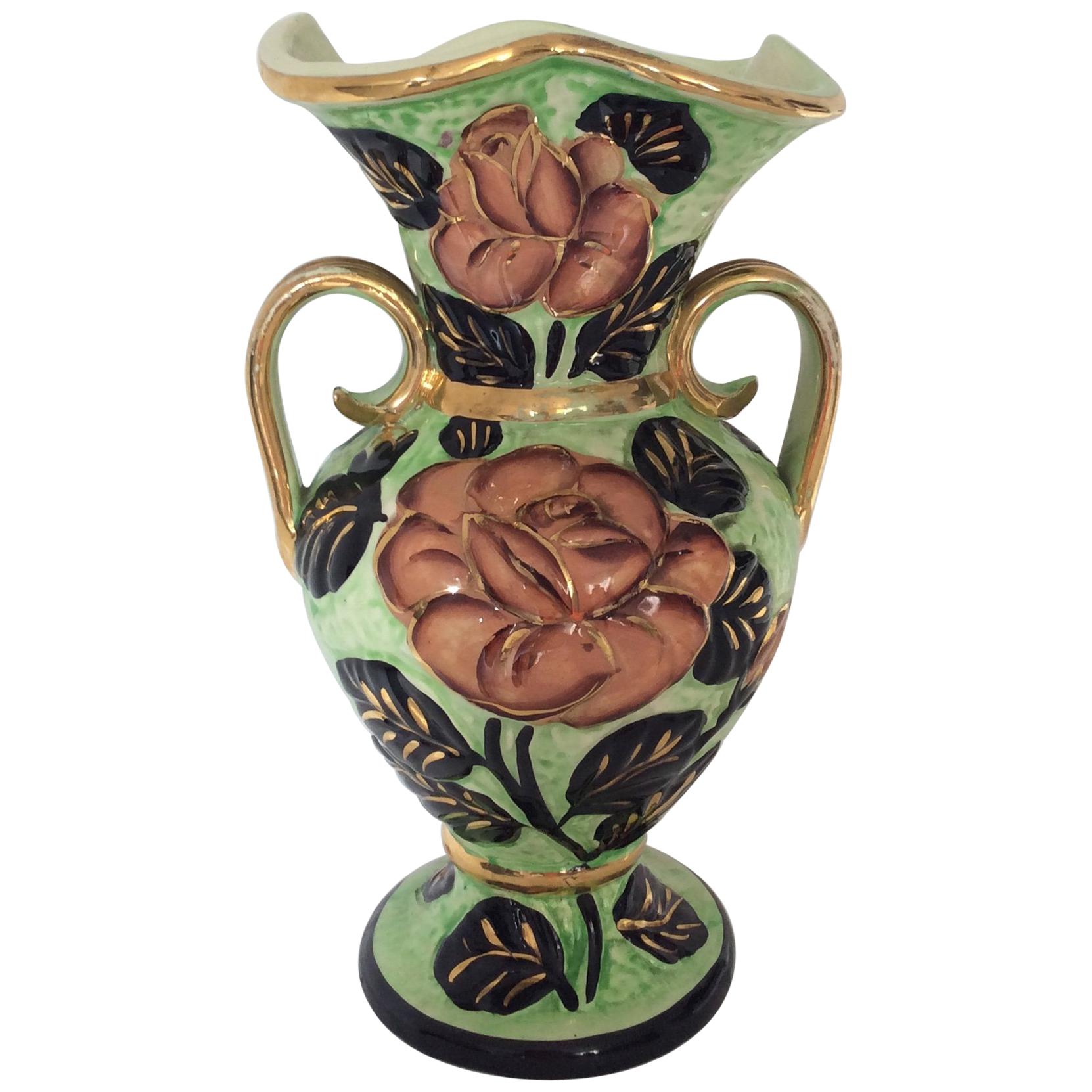 Vaso da fiori in ceramica dipinto a mano di Vallauris AM, Francia