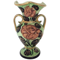 Retro Hand-Painted Ceramic Flower Vase from Vallauris France