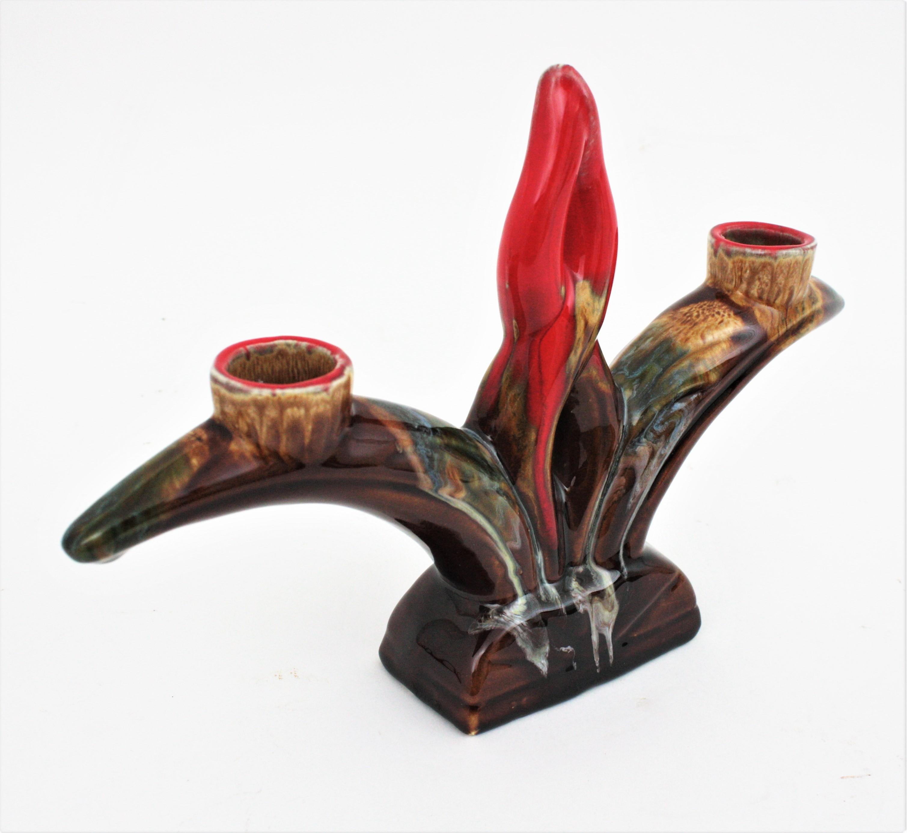 Vallauris Keramik-Majolika-Kerzenständer/Kerzenständer  1960s im Angebot 3