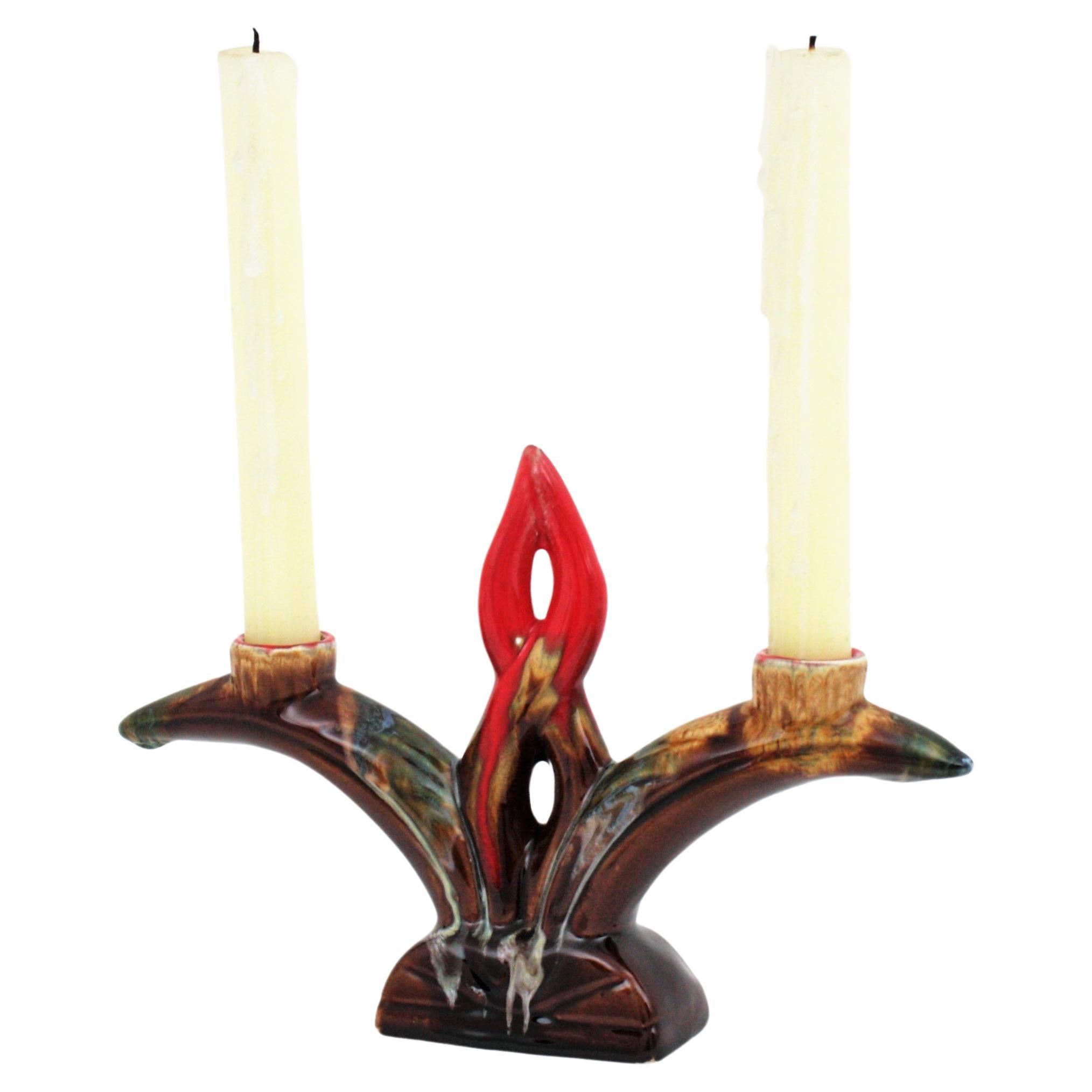 Vallauris Keramik-Majolika-Kerzenständer/Kerzenständer  1960s im Angebot