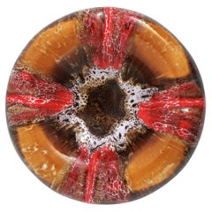 Vallauris Ceramic Orange Amber Brown Fat Lava Round Astray / Bowl,  1950s