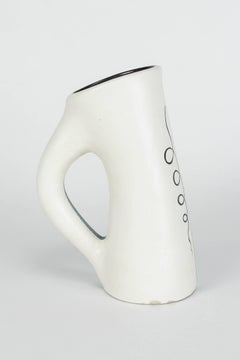 Vallauris Ceramic Pitcher Black and White by Charles René Neveux, 1950s